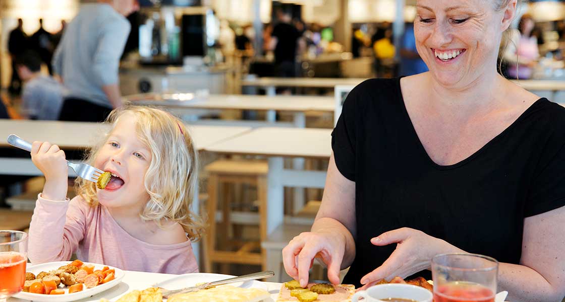 Enjoying a meal at IKEA