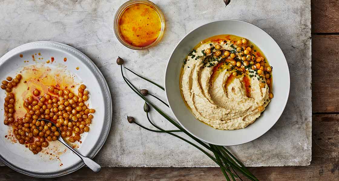 Yellow Peas Hummus with Kimchi Oil