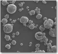 Electron micrograph of salt microspheres.