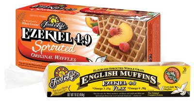 Ezekiel Sprouted Grain Waffles and Flax English Muffins