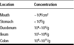 Table 2—Concentration of bacteria in the gastrointestinal tract