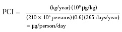 PCI = (kg/year)(109 μg/kg)