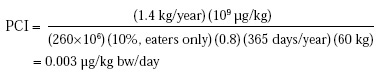 PCI = (1.4 kg/year)(109 μg/kg)