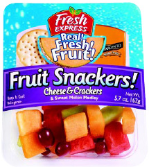 Fig. 5—Single-serving snack kits from Fresh Express combine fruit with cheese and crackers or other items.