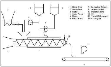 Fig. 2—Melt extrusion flow diagram. Illustration courtesy of K. Hsu, McCormick & Co.