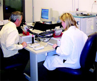 Fig.3-In gas chromatography olfactometry, flavorists identify and characterize key aroma compounds by sniffing compounds as they elute from the gas chromatograph and determining their retention times.