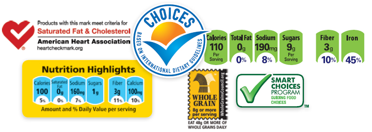 Figure 1. An example of some FOP labels developed by nonprofit organizations and manufacturers.