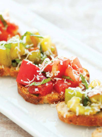 Consumers are snacking at restaurants more frequently than they did a couple of years ago, and ethnically inspired appetizers like bruschetta are among those ordered most frequently.