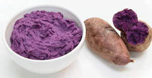 The Stokes Purple Sweet Potato from Frieda's has a drier, denser taste than traditional sweet potatoes.