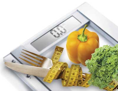 Scale with vegetables