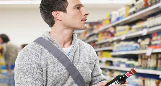 Man shopping in grocery store