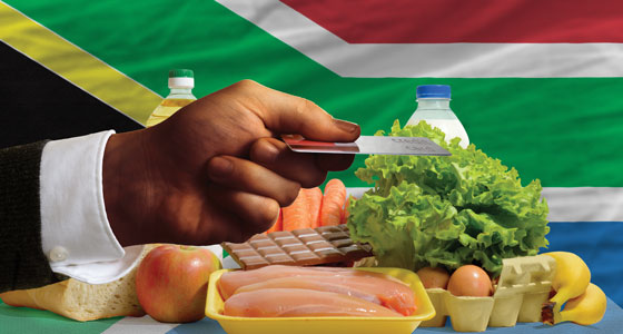 South African flag and food