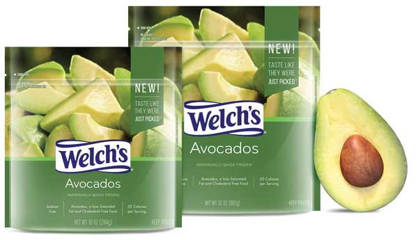 Welch’s peeled and cut individually quick frozen avocados.