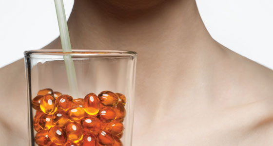Glass filled with supplements