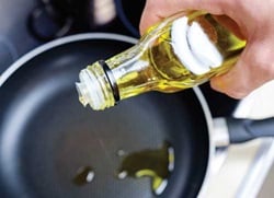 Cooking oil in a fry pan.