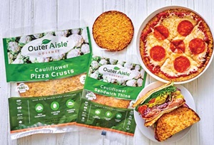 Cauliflower pizza crusts and sandwich thins from Outer Aisle Gourmet