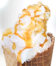 carmel covered ice cream cone