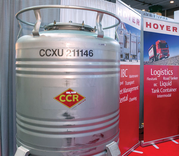 CCR Containers displayed samples from its fleet of stainless-steel tanks.