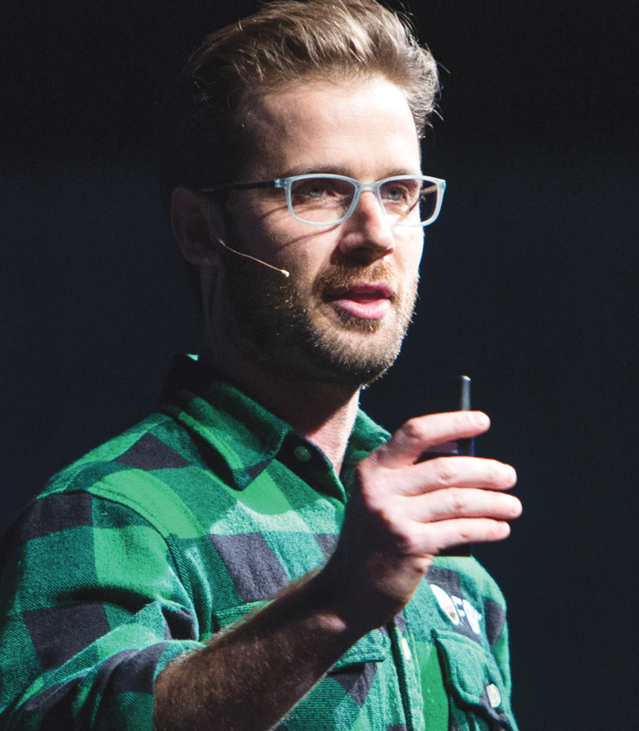 Charles Baron in green shirt