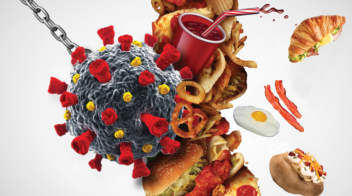 Virus and food illustration