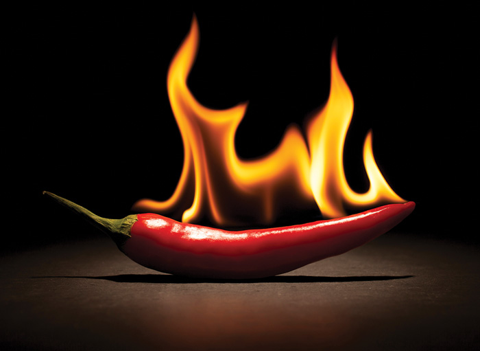 Chili pepper and fire