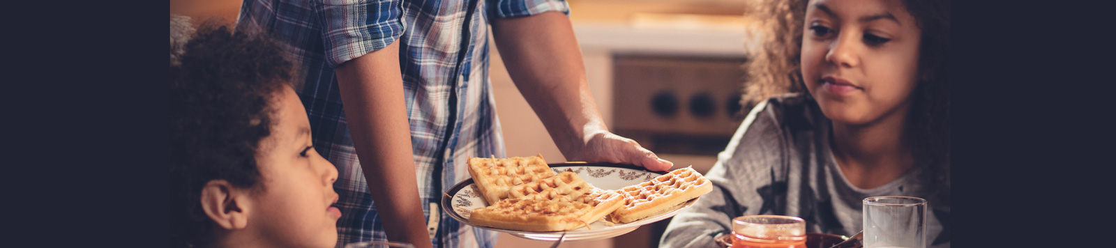 family eating breakfast