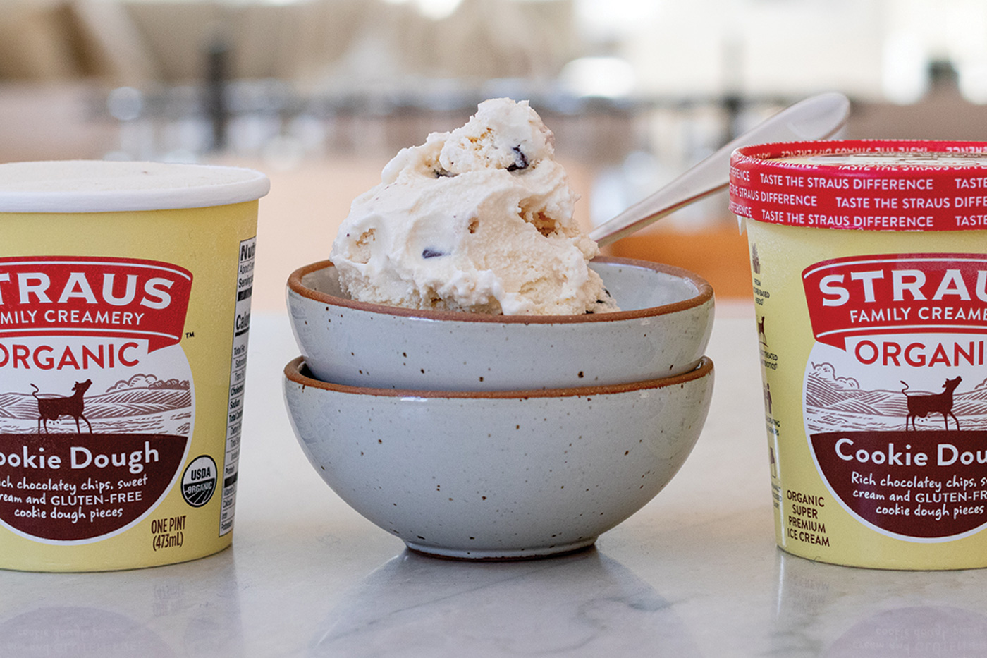 Organic dairy company Straus Family Creamerygluten-free Cookie Dough ice cream