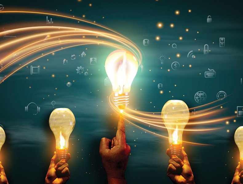 Lightbulbs of innovation concept image