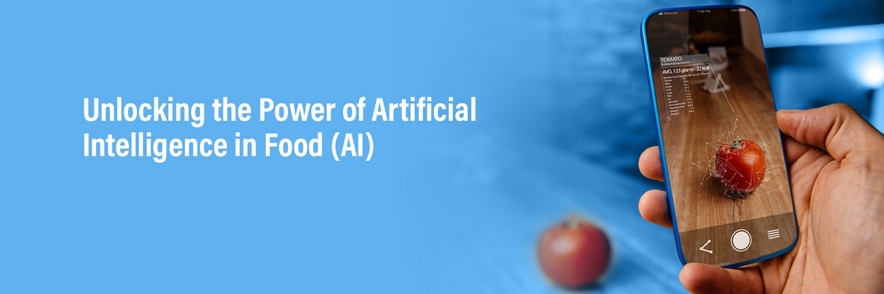 Unlocking the Power of Artificial Intelligence in Food (AI), hand holding a phone to scan a tomato for it's nutrient breakdown.