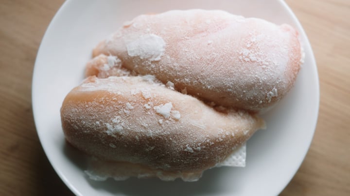 Thawing chicken breasts.