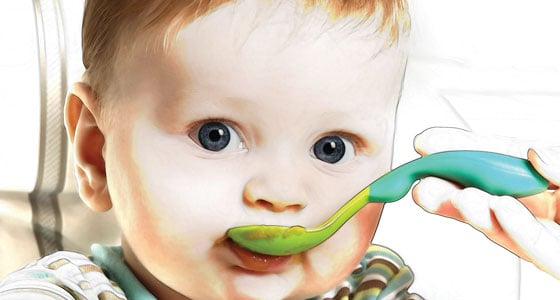 Baby being fed