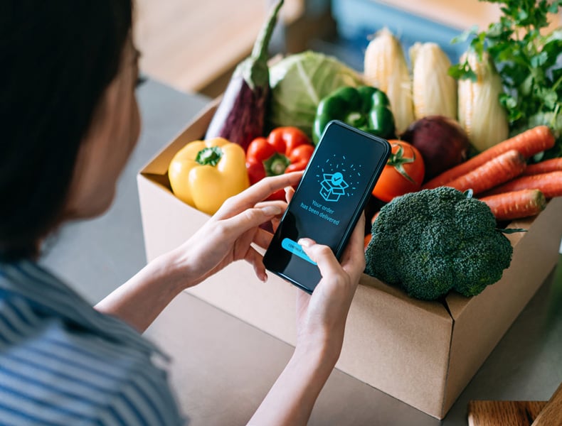Home delivery grocery shopping online with mobile app.