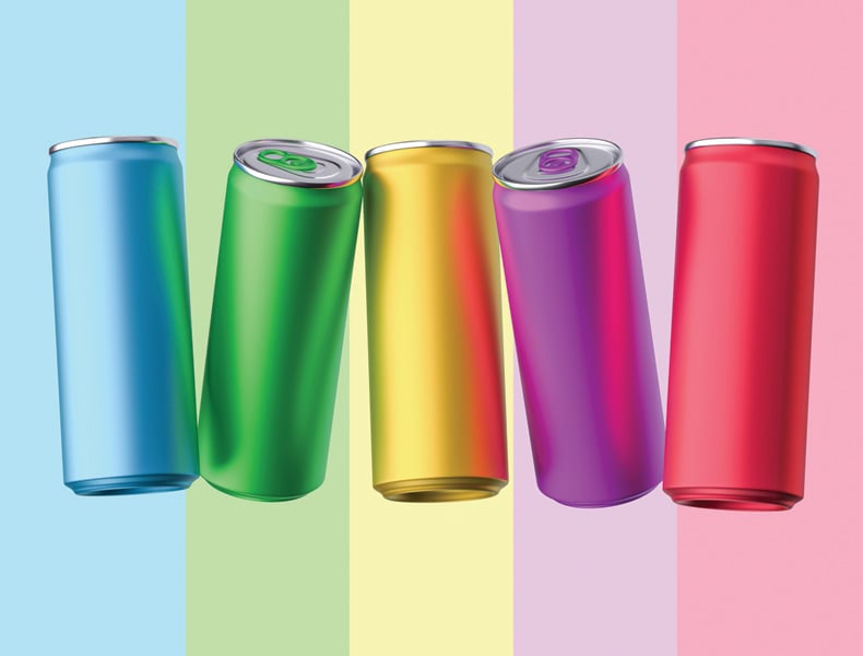 Realistic Aluminium Cans Collection in different colors