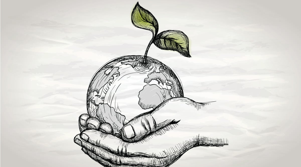 Hand holding Earth