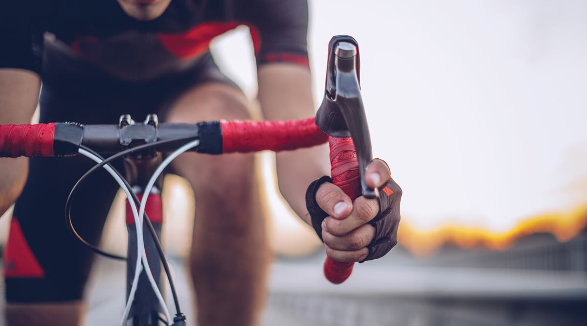 man riding bike