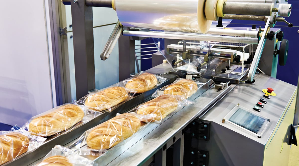 bread being packaged