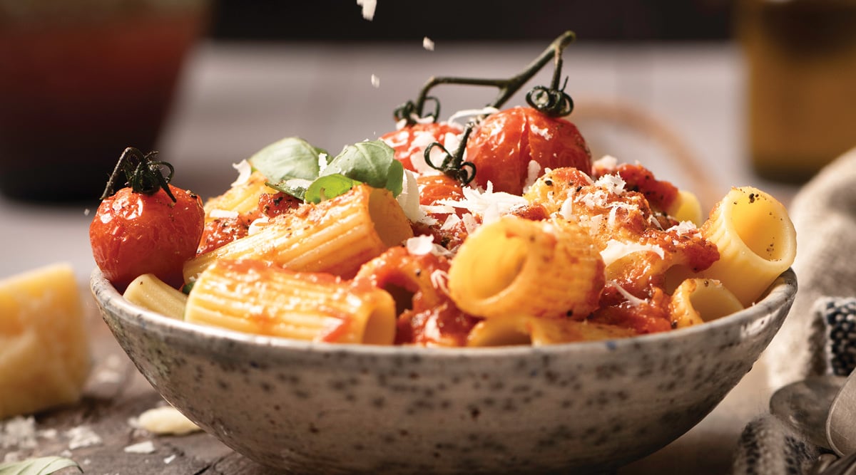 pasta and sauce