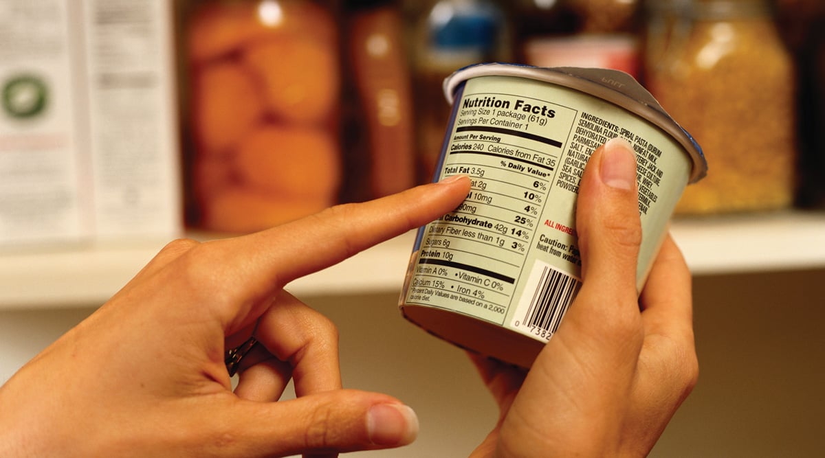 looking at food label