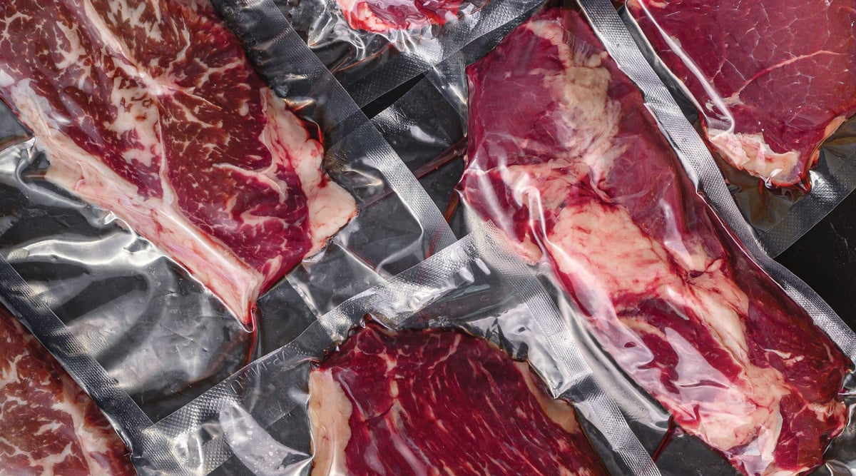 Set  of  vacuum packed organic raw beef alternative cuts
