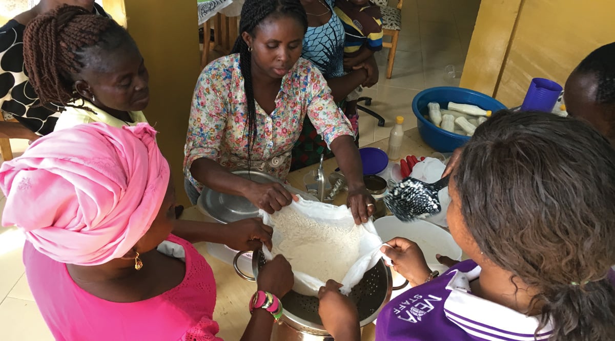 Women in Wa, Ghana, are trained on the SoyaKit