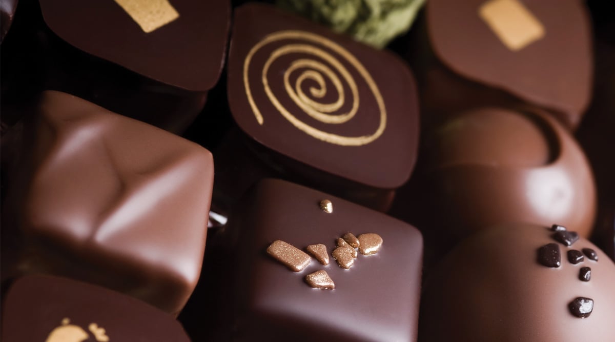 Assorted handmade chocolate pralines