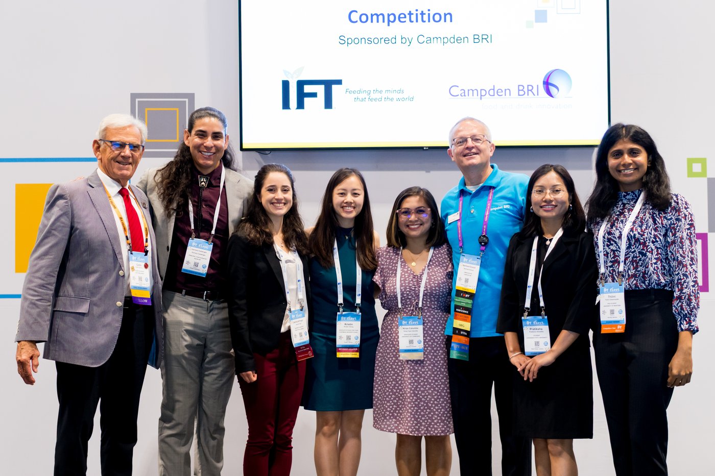 group of finalists and past winners and sponsors