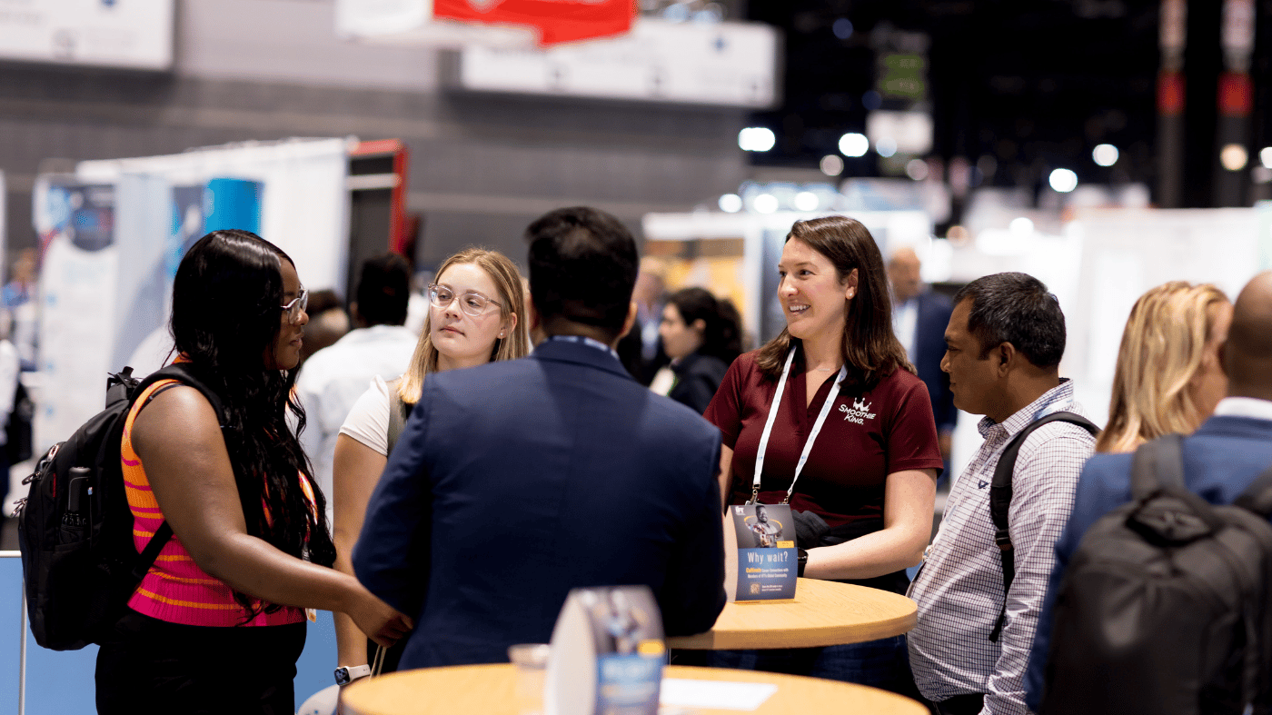 group of young professionals talking