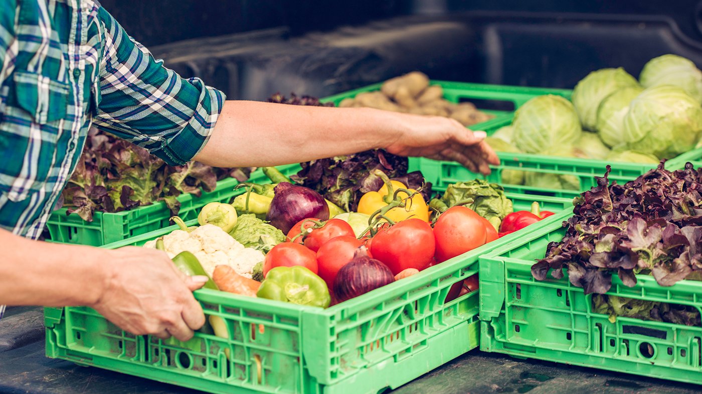 crates of vegetables