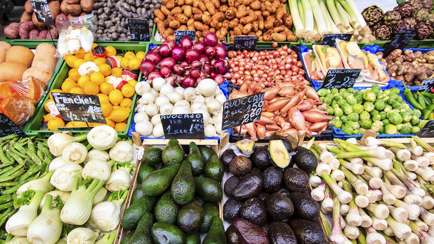 Fresh produce in a market.