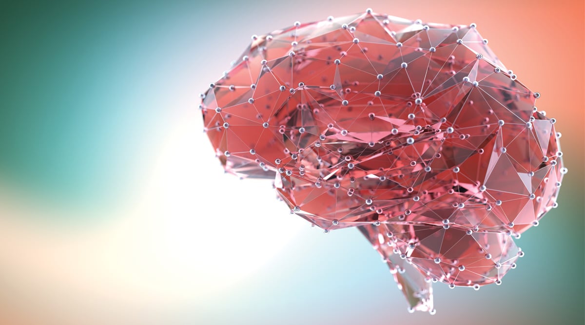 Illustration of Innovative technologies in (AI) artificial systems, neural interfaces and internet machine learning technologies.