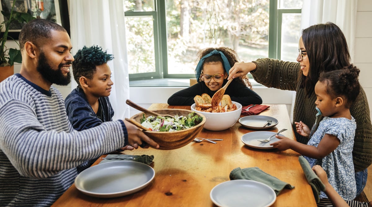 Family having a meal together.
