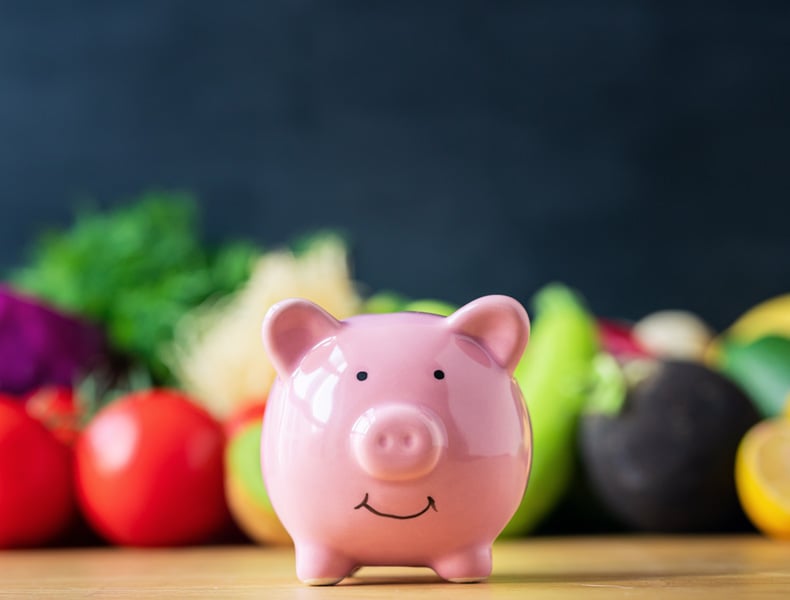 Piggy Bank and vegetables