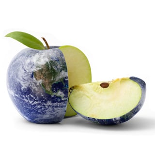 Globe on a sliced apple