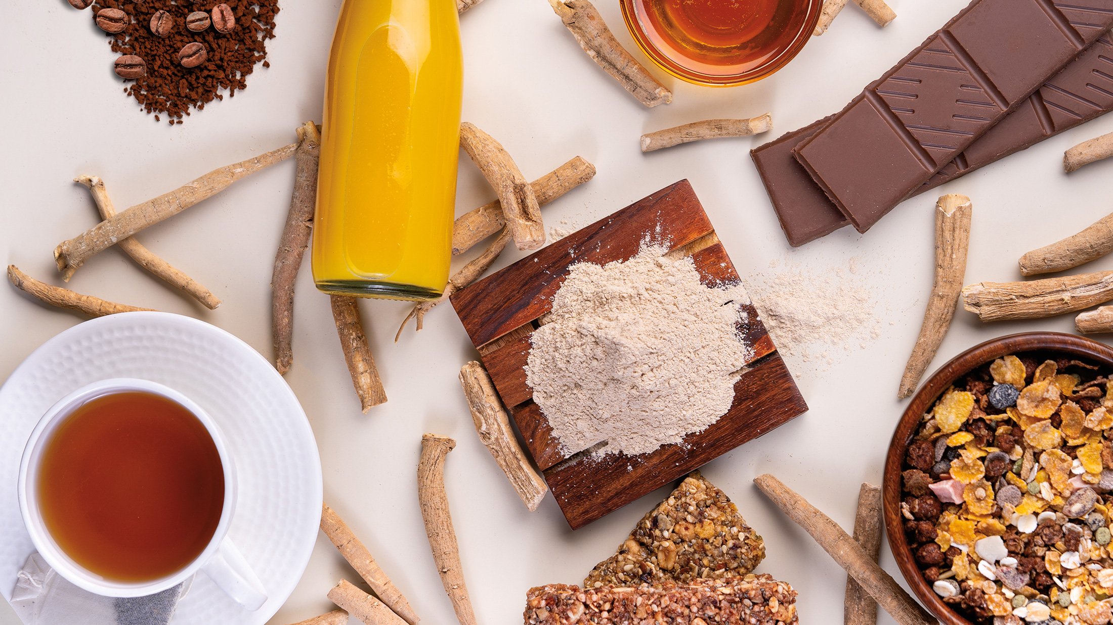 Applications of Ashwagandha in various products.